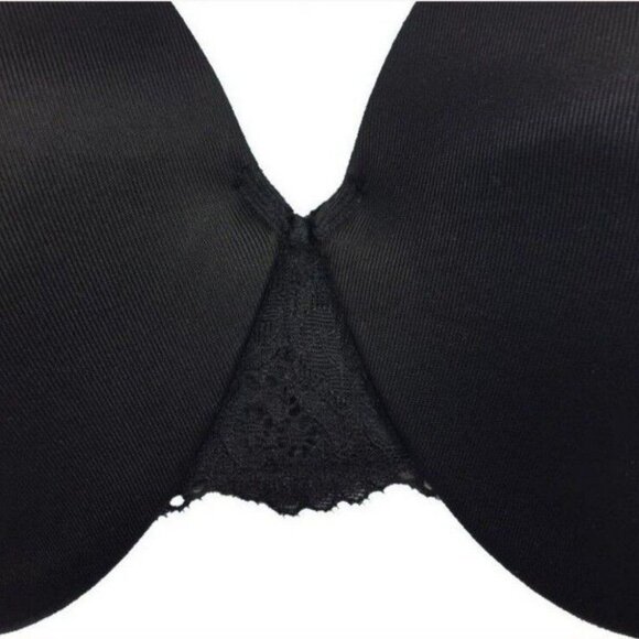 Cacique Lane Bryant Bra Smooth Satin Full Coverage with Lace Size 42C Black - Picture 6 of 9